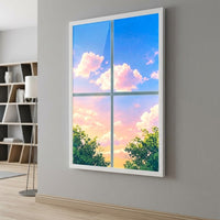FAUX LED Window Frame + Backlit Scene Print - Select Graphic Print Size: