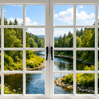 FAUX LED Window Frame + Backlit Scene Print - Select Graphic Print Size: