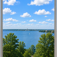 FAUX LED Window Frame + Backlit Scene Print - Select Graphic Print Size: