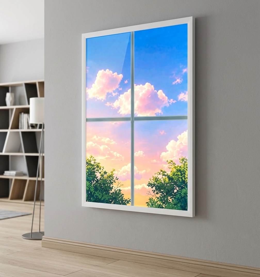 FAUX LED Window Frame + Backlit Scene Print - Select Graphic Print Size: