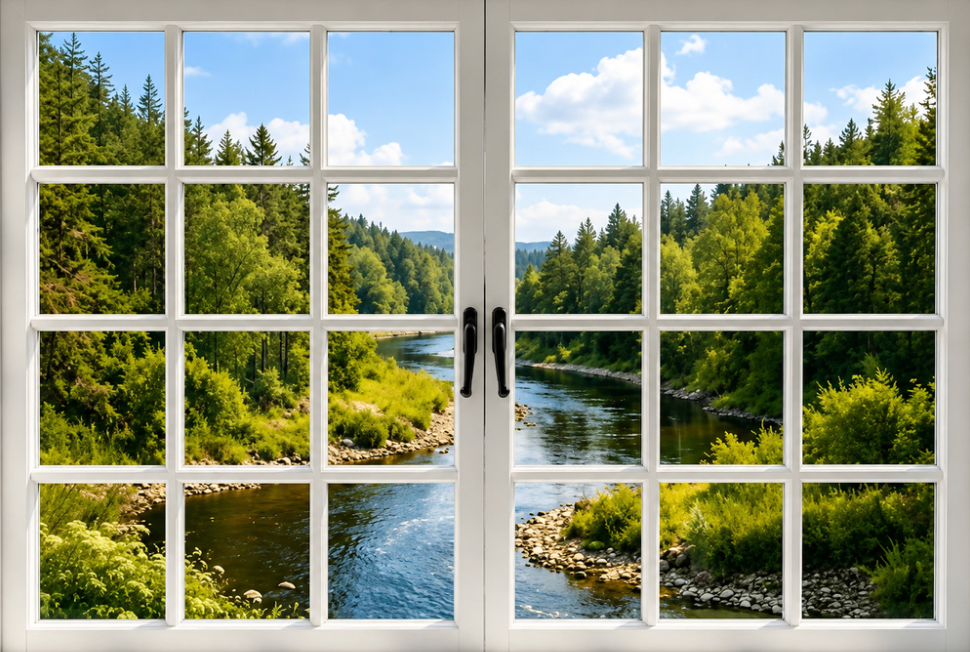 FAUX LED Window Frame + Backlit Scene Print - Select Graphic Print Size:
